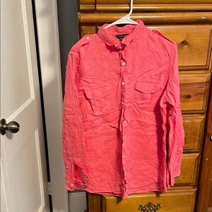 Lands' End Pink Button-Up Shirt